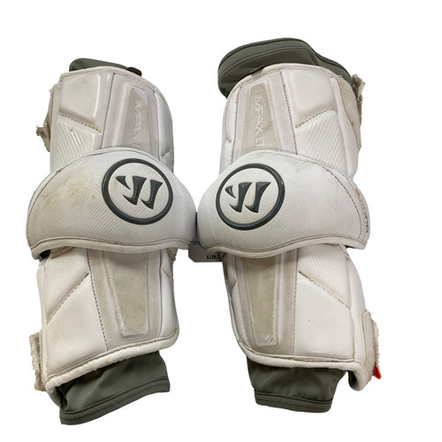 Vist Large View of Product Image Which is Used Warrior BURN PRO Lacrosse Arm Pads/Guards White LG