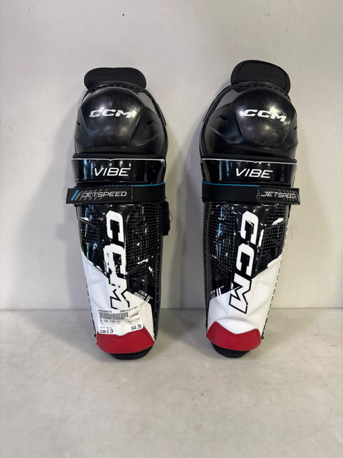 Vist Large View of Product Image Which is Used CCM VIBE Youth Shin Guards White 8"