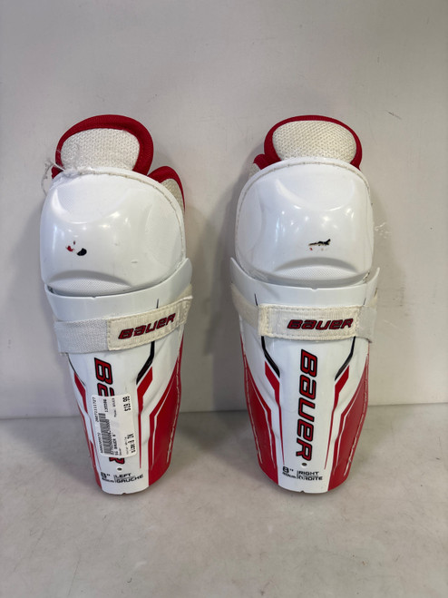 Vist Large View of Product Image Which is Used Bauer BAUER Youth Shin Guards White 8"