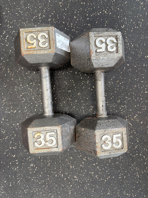Vist Large View of Product Image Which is Used 35-LB HEX DUMBBELL PAIR Hex Dumbbell 35 lb