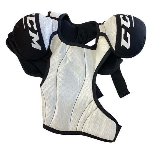 Vist Large View of Product Image Which is Used CCM LTP Junior Shoulder Pads White MD