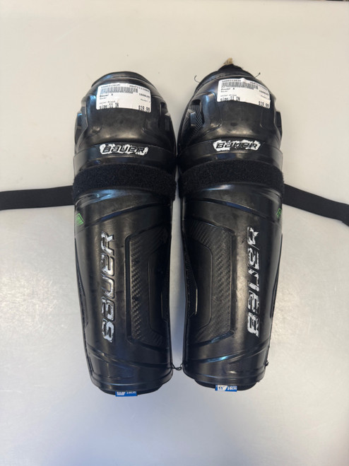 Vist Large View of Product Image Which is Used Bauer X Junior Shin Guards Black 11"