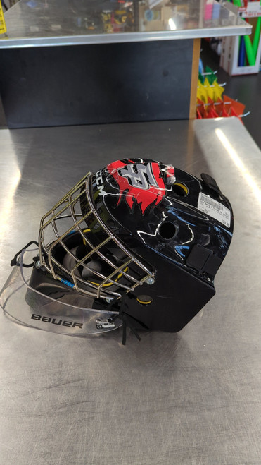 Vist Large View of Product Image Which is Used CCM AXIS 1.5 GOALIE HELMET Junior Goalie Helmet/Mask Black SM