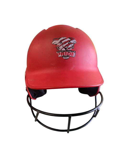 Vist Large View of Product Image Which is Used Mizuno HELMET W/MASK Batting Helmet w/Mask Red One Size