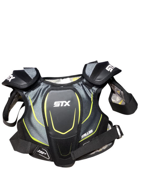 Vist Large View of Product Image Which is Used STX STALLION  200+ Lacrosse Shoulder Pads Grey LG