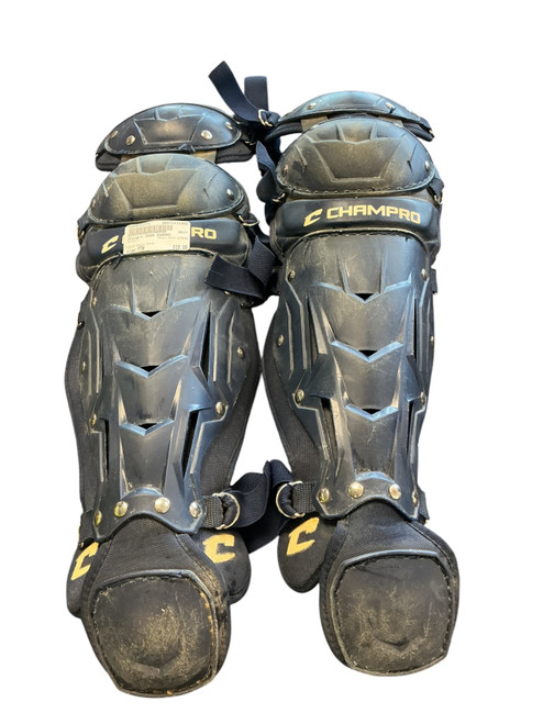 Vist Large View of Product Image Which is Used Champro SHIN GUARDS Catchers Leg Guards Royal Blue Youth