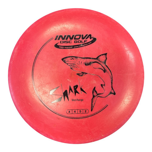 Vist Large View of Product Image Which is Used Innova DX SHARK Disc Golf Mid Range Red 150g