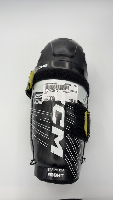 Vist Large View of Product Image Which is Used CCM Youth Shin Guards Black 8"