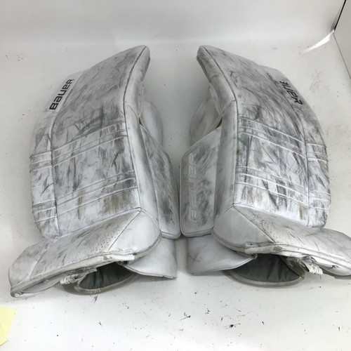 Vist Large View of Product Image Which is Used Bauer GSX SR SM 33+ GOALIE LEG PADS Goalie Leg Pads Senior White 33"