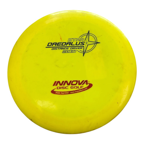 Vist Large View of Product Image Which is Used Innova STAR DAEDALUS Disc Golf Driver Yellow 169g