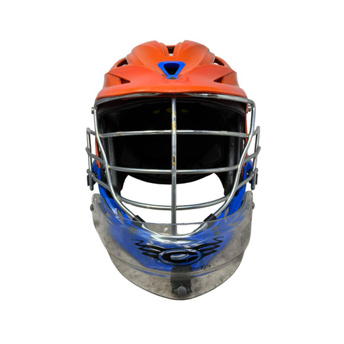 Vist Large View of Product Image Which is Used Cascade R ADJ W/THROAT GRD Lacrosse Helmet Orange One Size