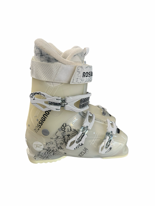 Vist Large View of Product Image Which is Used Rossignol KELIA 60 Womens DH Ski Boot White 265 MP - M08.5 - W09.5