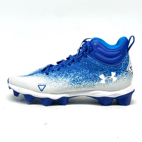 Vist Large View of Product Image Which is Used Under Armour SPOTLIGHT FRANCHISE 2.0 Adult FB Cleats White And Royal Blue Senior 5.5