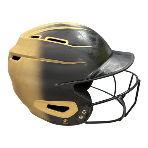 Vist Large View of Product Image Which is Used BoomBah BBH2SPMF B/VG-JR 6 1/4-7 Batting Helmet w/Mask Black And Tan MD