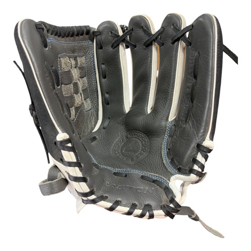 Vist Large View of Product Image Which is Used Easton BLACK MAGIC FP RH Throw Fastpitch Gloves Black 11 1/2"