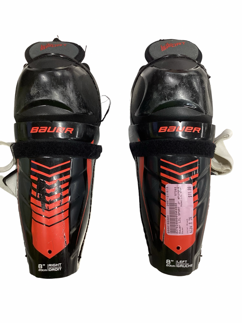 Vist Large View of Product Image Which is Used Bauer LIL SPORT Junior Shin Guards Black 8"