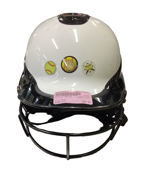 Vist Large View of Product Image Which is Used RIP-IT HELMET W/ MASK Batting Helmet w/Mask White M/L