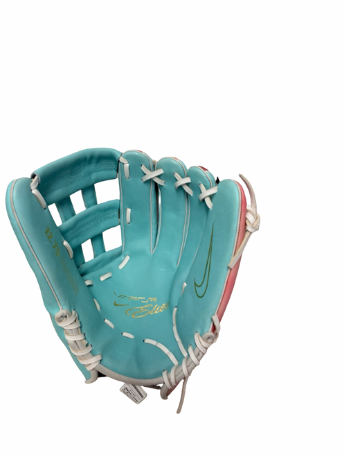Vist Large View of Product Image Which is New Nike VAPOR ELITE Baseball Glove RH Throw Pink / Mint 12 3/4"