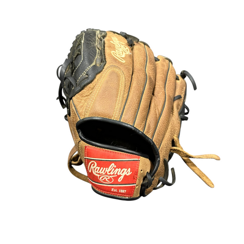 Vist Large View of Product Image Which is Used Rawlings D120BDB BB/SB Glove LH Throw Black 12"