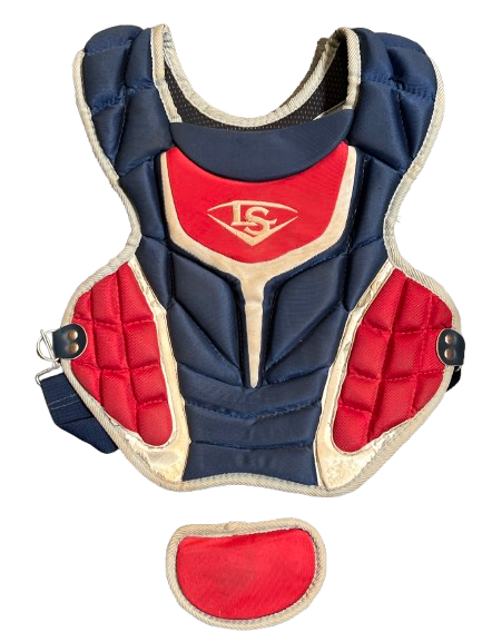 Vist Large View of Product Image Which is Used Louisville Slugger LOUISVILLE CATCHER CHEST PROTECTOR Catchers Chest Protector Navy Blue Youth