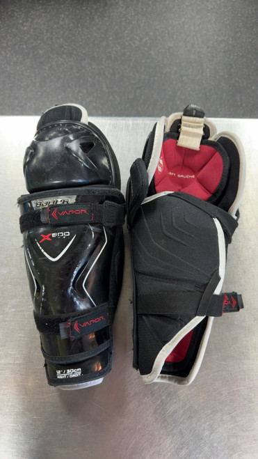 Vist Large View of Product Image Which is Used Bauer X800 LITE Intermediate Shin Guards Black 12"