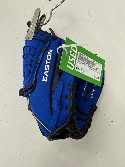 Vist Large View of Product Image Which is Used Easton BLACK MAGIC BB/SB Glove RH Throw Royal Blue 9"