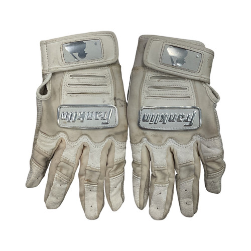 Vist Large View of Product Image Which is Used, Franklin BB/SB Batting Gloves, White, SM