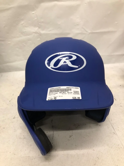 Vist Large View of Product Image Which is Used Rawlings HELMET WITH JAWGUARD Batting Helmet No Mask Royal Blue MD