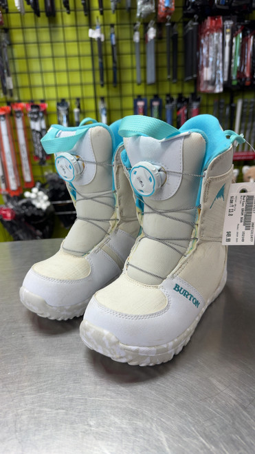 Vist Large View of Product Image Which is Used Burton GROM BOA Girls Snowboard Boots White Youth 13.0
