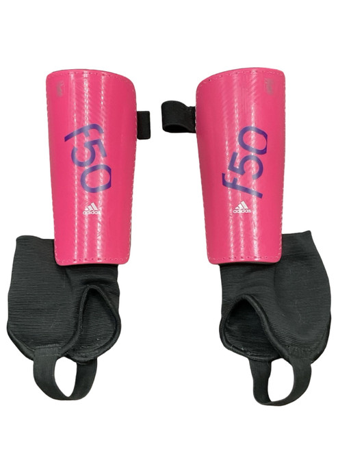 Vist Large View of Product Image Which is Used Adidas F50 Soccer Shin Guards Junior Pink XL