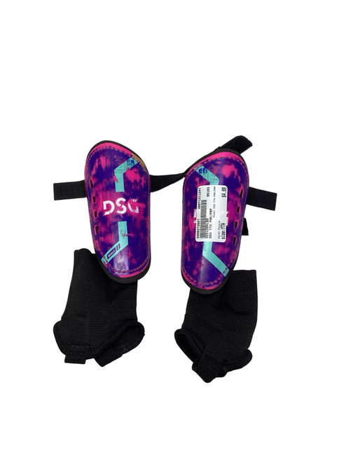 Vist Large View of Product Image Which is Used DSG YTH PNK/PRP Soccer Shin Guards Youth Purple Youth