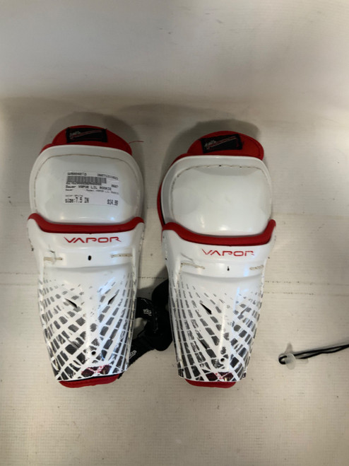 Vist Large View of Product Image Which is Used Bauer VAPOR LIL ROOKIE Youth Shin Guards White 7 1/2"