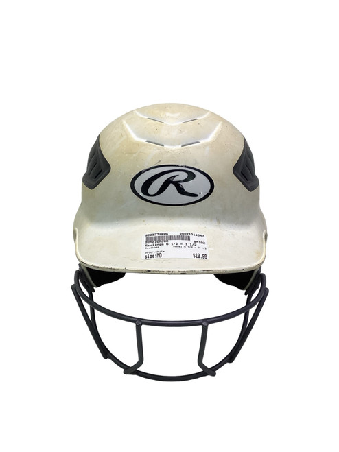 Vist Large View of Product Image Which is Used Rawlings 6 1/2 - 7 1/2 Batting Helmet w/Mask White MD