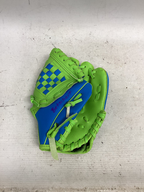 Vist Large View of Product Image Which is Used Marucci M TYPE T BALL BB/SB Glove RH Throw Neon Green And Royal Blue 8"