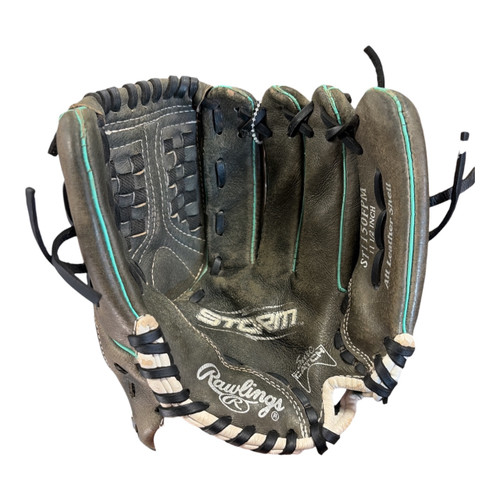 Vist Large View of Product Image Which is Used Rawlings STORM RH Throw Fastpitch Gloves Teal 11 1/2"