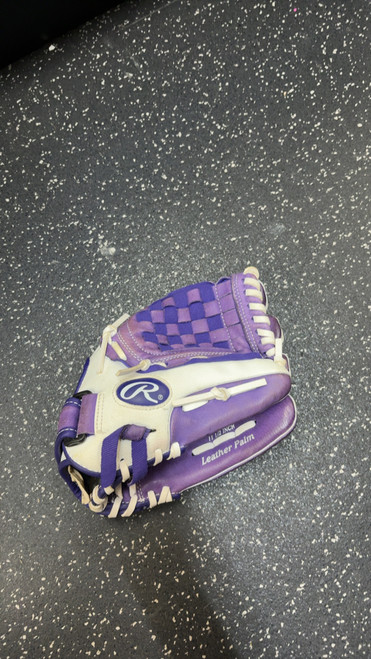 Vist Large View of Product Image Which is Used Rawlings FAST PITCH RH Throw Fastpitch Gloves Purple 11 1/2"