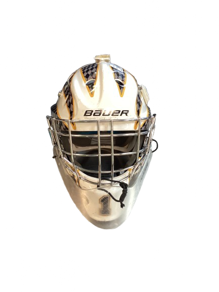 Vist Large View of Product Image Which is Used Bauer HELEMET Senior Goalie Helmet/Mask White MD
