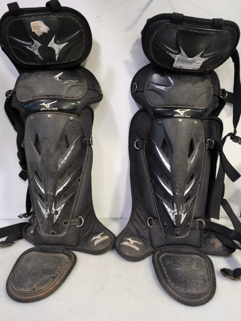 Vist Large View of Product Image Which is Used Mizuno SG Catchers Leg Guards Black Adult
