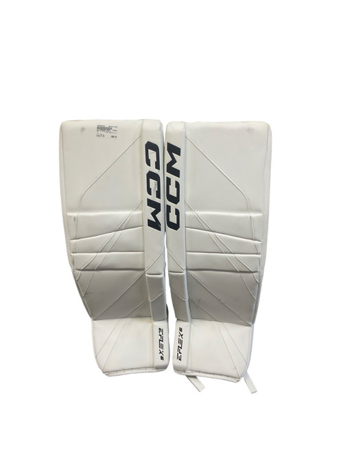Vist Large View of Product Image Which is Used CCM EXTREME FLEX 6 Goalie Leg Pads Senior White 37"