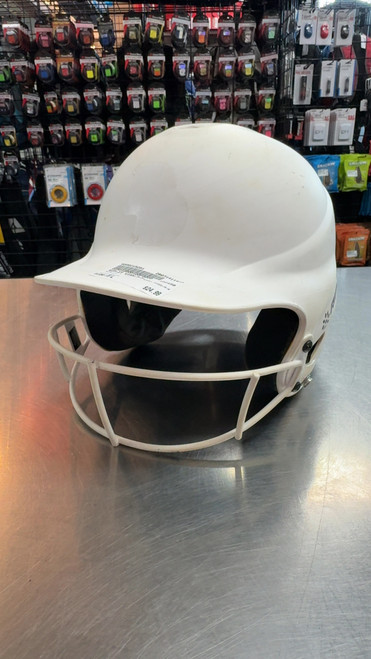 Vist Large View of Product Image Which is Used RIP-IT VISN-M-W Batting Helmet w/Mask White M/L