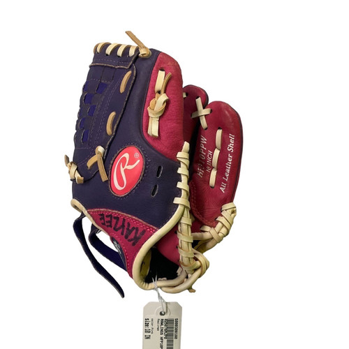Vist Large View of Product Image Which is Used Rawlings HFP10PPW RH Throw Fastpitch Gloves Pink 10"