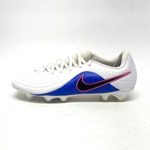 Vist Large View of Product Image Which is Used Nike TIEMPO Soccer Cleats White And Royal Blue Senior 6.5