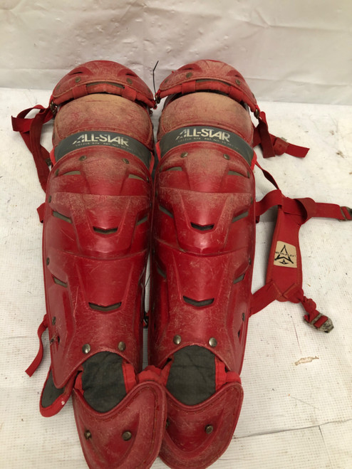 Vist Large View of Product Image Which is Used All-Star ADULT SHIN GUARDS Catchers Leg Guards Red Adult