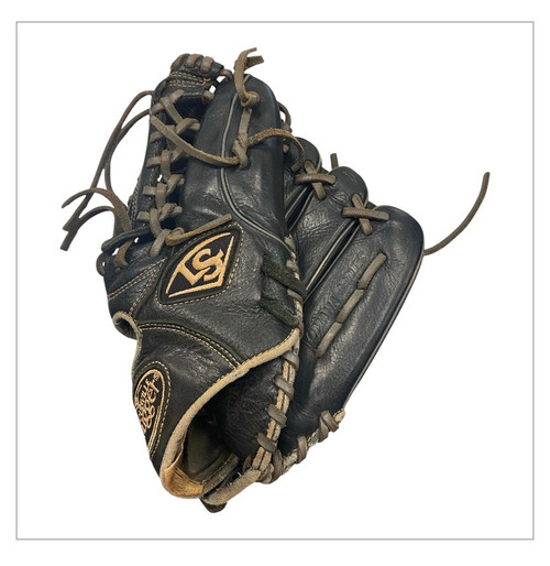 Vist Large View of Product Image Which is Used Louisville Slugger OMAHA SERIES BB/SB Glove RH Throw Black 11 3/4"