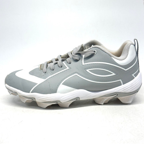 Vist Large View of Product Image Which is Used Under Armour LEADOFF LOW BB/SB Cleats Grey And White Senior 5