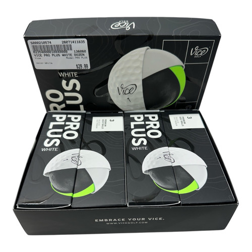 Vist Large View of Product Image Which is Used Vice PRO PLUS 12 Pack - Golf Balls White