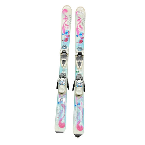 Vist Large View of Product Image Which is Used Volkl CHICA Girls DH Ski/Binding White 110 cm