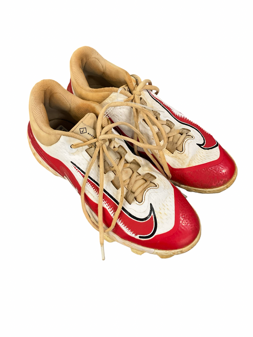 Vist Large View of Product Image Which is Used Nike REACT BB/SB Cleats Red And Silver Senior 7.5