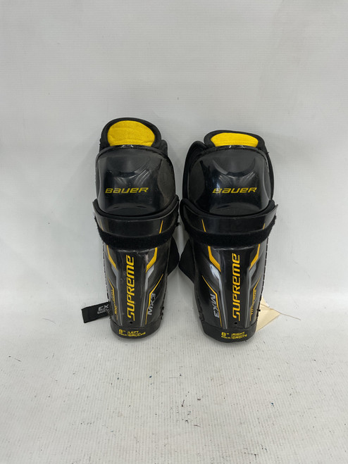 Vist Large View of Product Image Which is Used Bauer MX3 TOTAL ONE Youth Shin Guards Black 8"