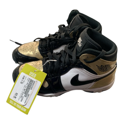 Vist Large View of Product Image Which is Used Nike AJ1 3Y WHT/GLD/BLK BB/SB Cleats Gold Junior 03